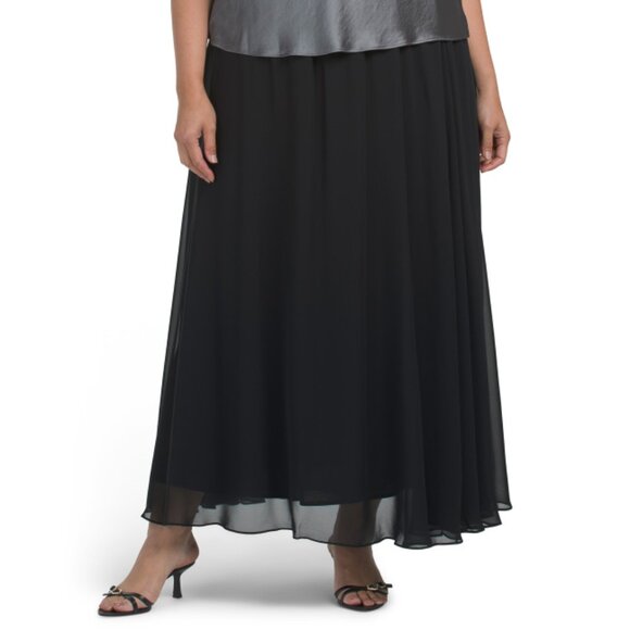 ALEX EVENINGS Black Plus Chiffon Skirt - Picture 1 of 2